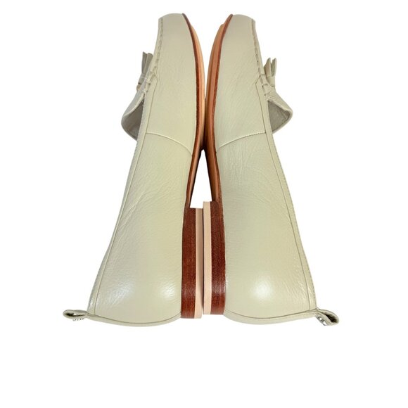FlipFlop Cream Leather Tassel Loafers Size 8.5 Slip On Flat Stack Heel Casual - Picture 5 of 14